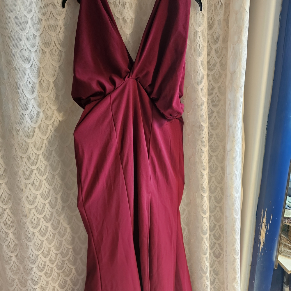 Source Unknown Deep Red Backless Dress - image 1